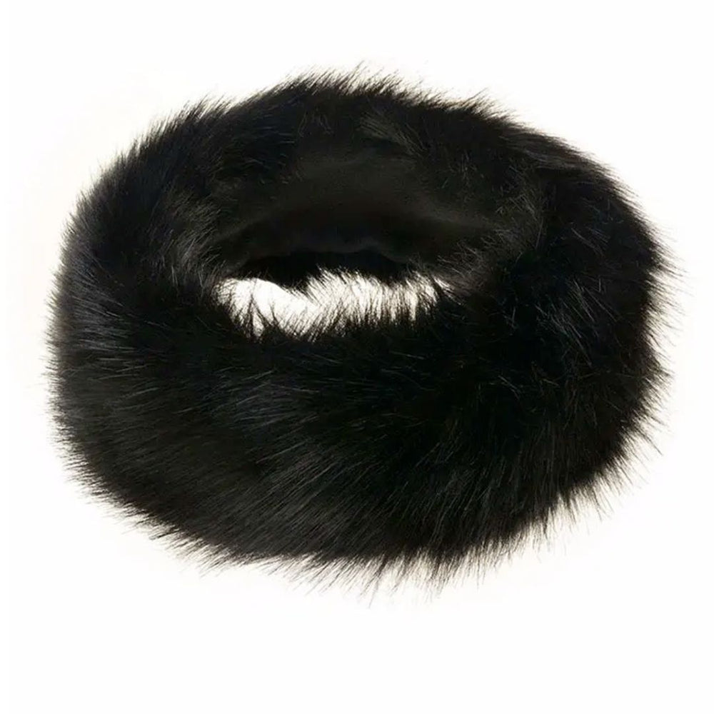 Bandeau Fausse Fourrure Noir d'hiver | Frossia