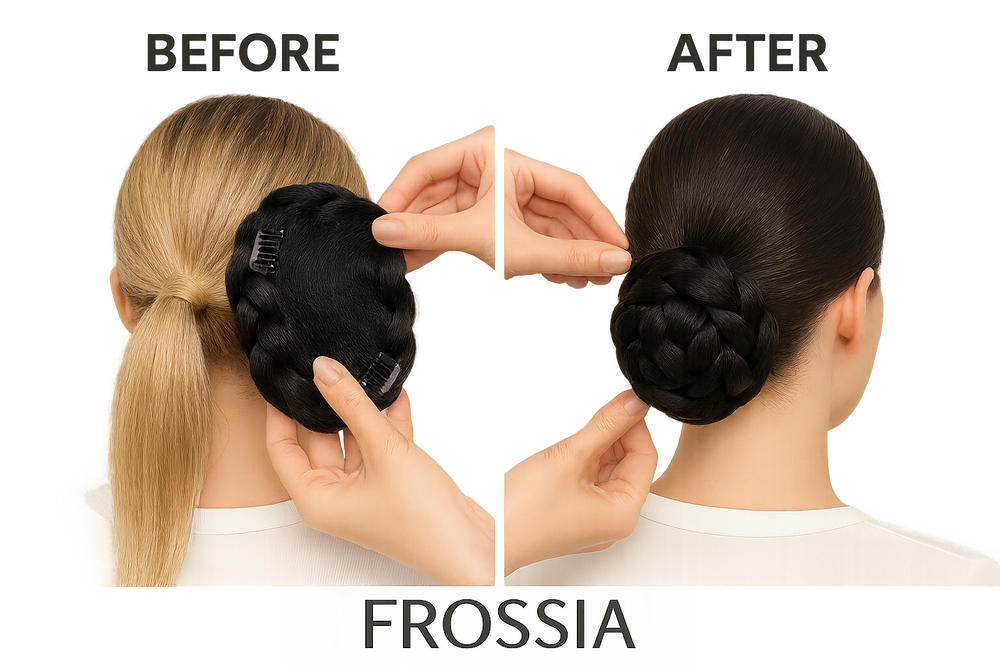 Chignon Postiche Tresse Noir - Transformation