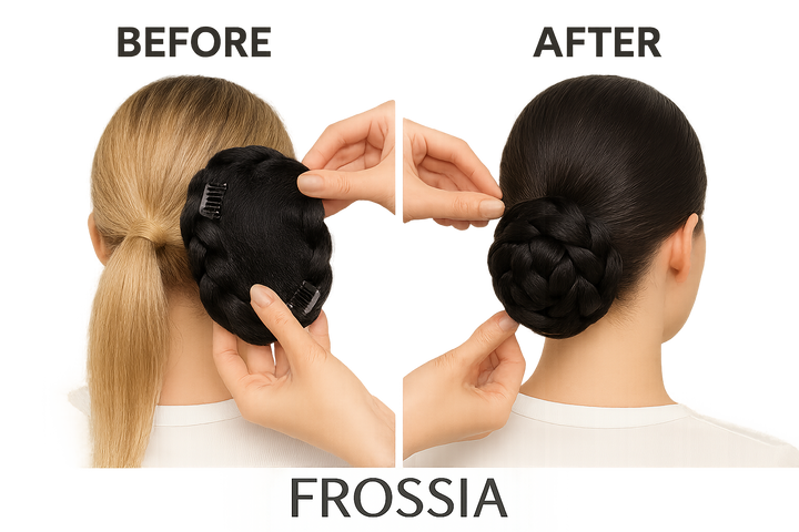 Chignon Postiche Tresse Noir - Transformation