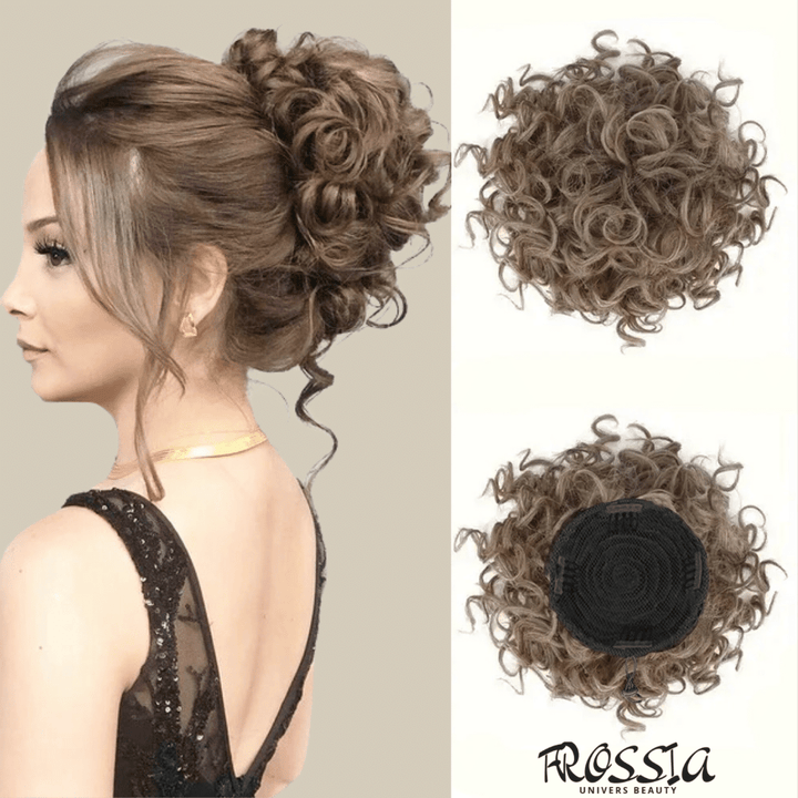 Faux Chignon Bouclé Blond Foncé | Frossia