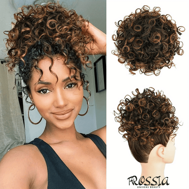 Faux Chignon Bouclé Chatain Méché  | Frossia
