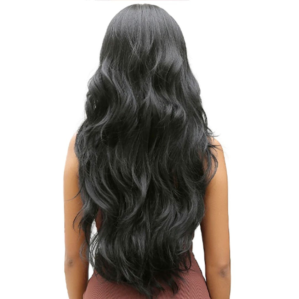 Perruque longue noire pour femme