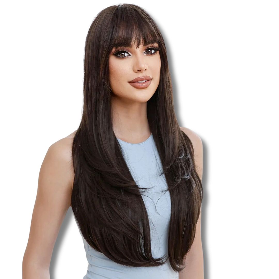 Perruque Longue Brune | Frossia