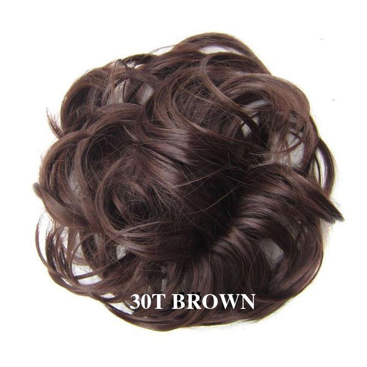 Faux Chignon Couleur Châtain | Chouchou en Faux cheveux de Couleur Châtain - Frossia