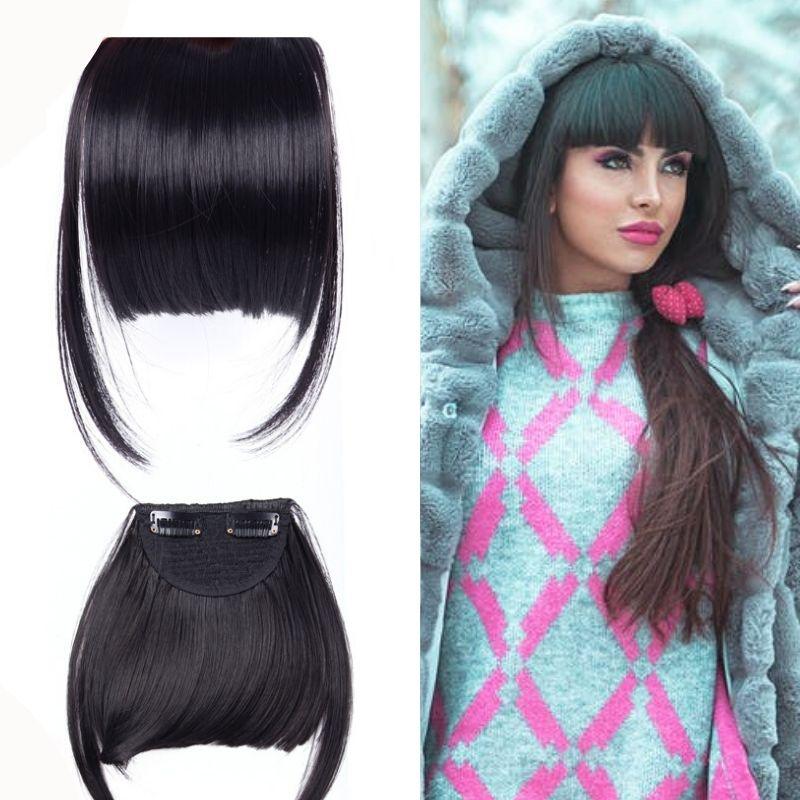 Fausse Frange Noir à Clipper + frange cheveux noir+ Frossia