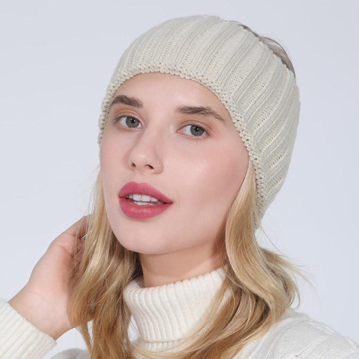 Bandeau beige Large Cheveux Femme | bandeau tricote large cheveux femme