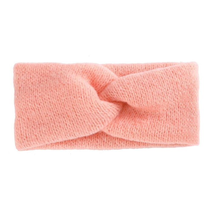 bandeau cheveux en laine torsadé couleur rose