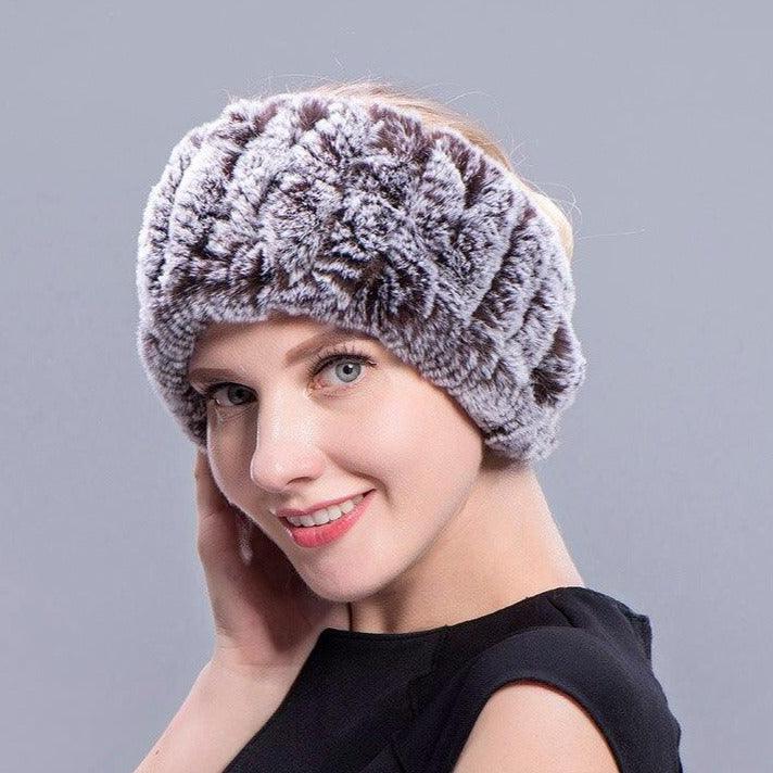 Bandeau en fourrure de lapin original