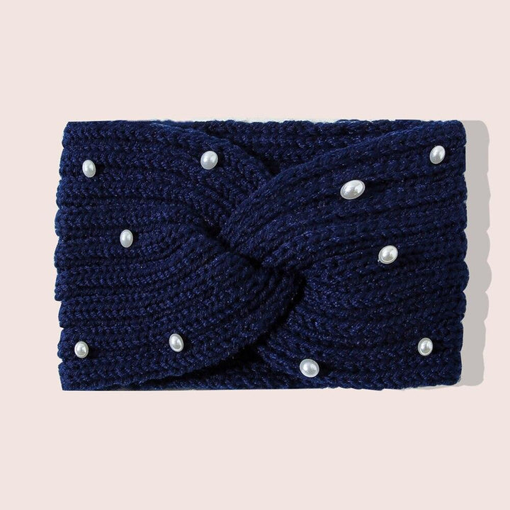 Bandeau cheveux en laine pour femme avec perles