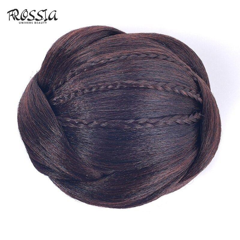 Postiche Chignon avec des Tresses Châtain Acajou | Frossia