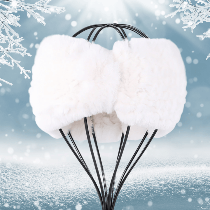 Bandeau en Fourrure de Lapin Blanc avec Nœud | Frossia