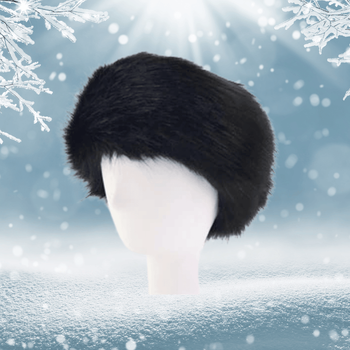 Bandeau en Fausse Fourrure Noir | Frossia