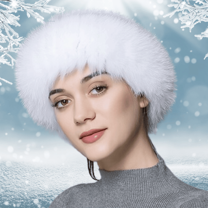 Bandeau de Tête en Fourrure Blanche de Renard | Frossia