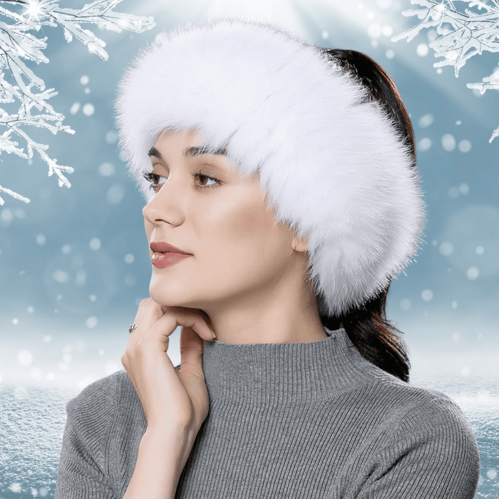 Bandeau de Tête en Fourrure Blanche | Frossia