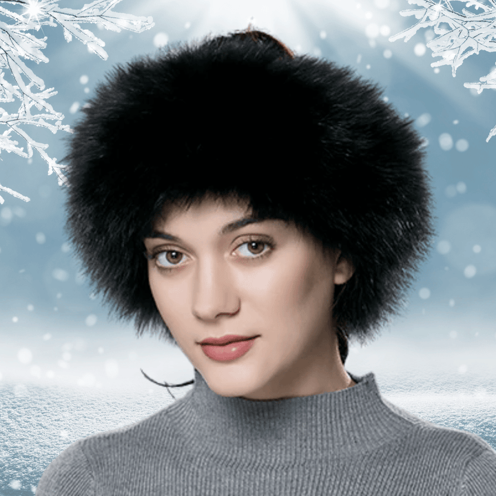 Bandeau de Tête en Fourrure Noire | Frossia