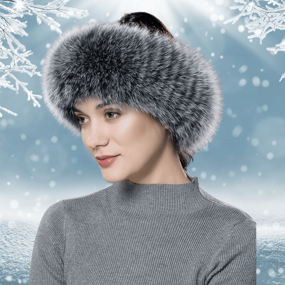 Bandeau de Tête en Fourrure Grise | Frossia