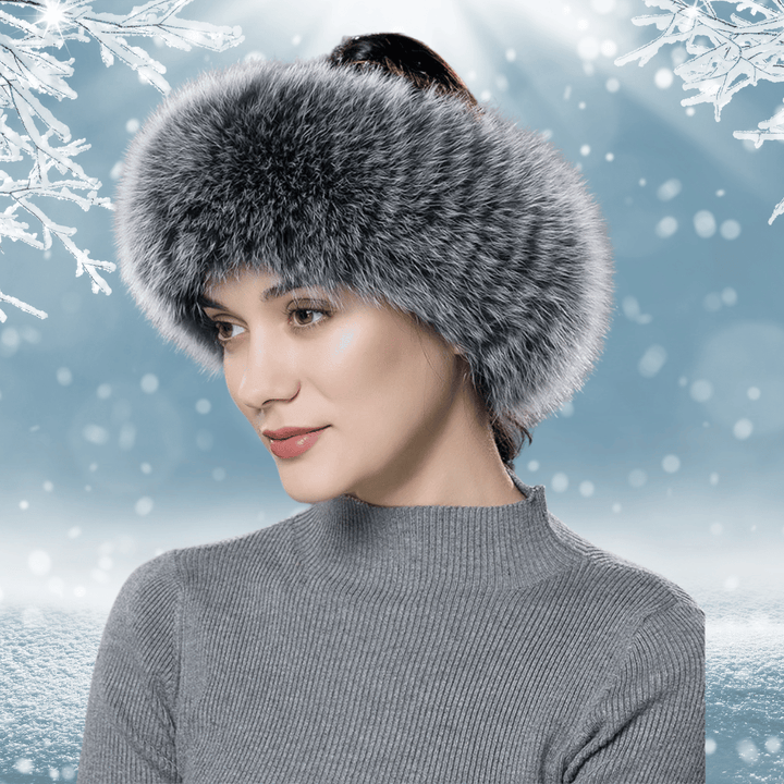 Bandeau de Tête en Fourrure Grise | Frossia