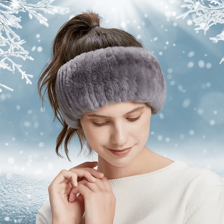 Bandeau de Tete pour Hiver en Fourrure de Lapin | Frossia