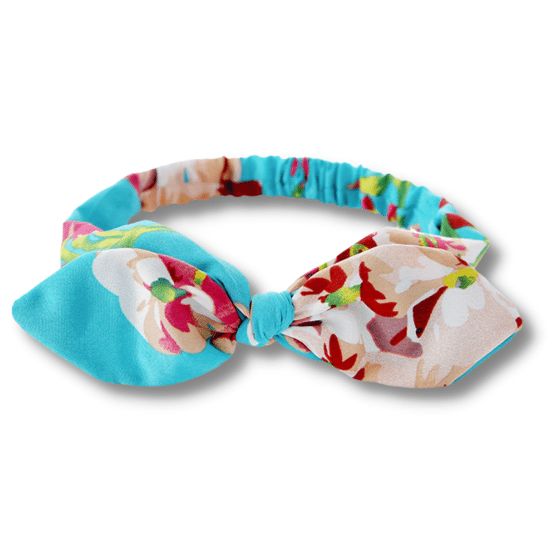 Bandeau Noeud Fleuri Femme bleu