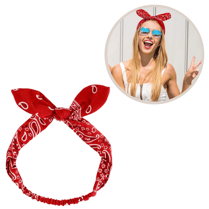 Bandeau Cheveux rouge pour femme avec Nœud
