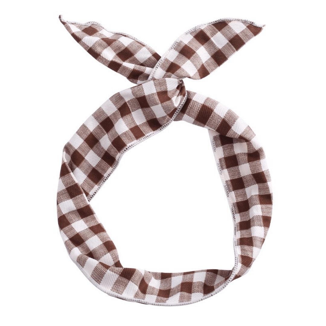 Bandeau Cheveux Femme Fil de Fer | Bandeau cheveux marron à carreau | Frossia