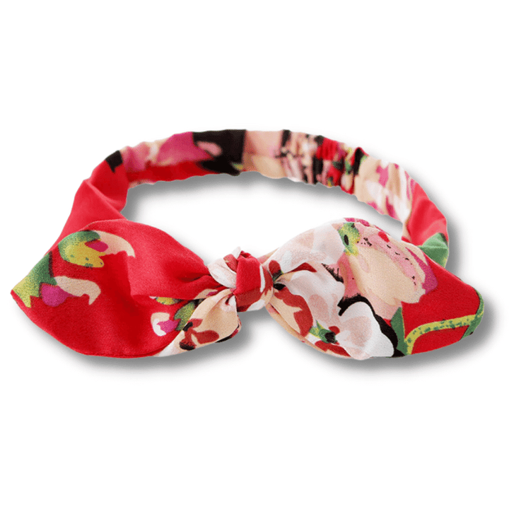 Bandeau Noeud Fleuri Femme rouge