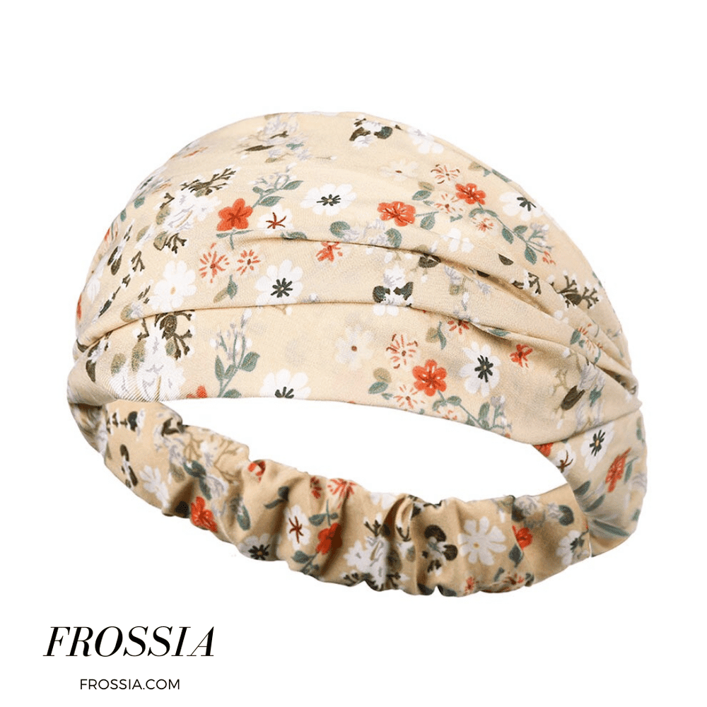 Bandeau Cheveux beige fleuri en style Bohème | Frossia