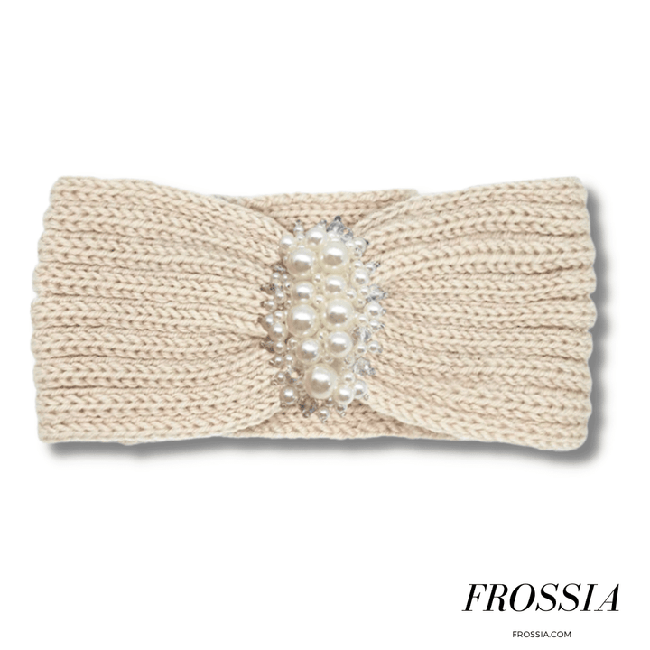 Bandeau Cheveux Hiver avec Perle couleur beige | Frossia