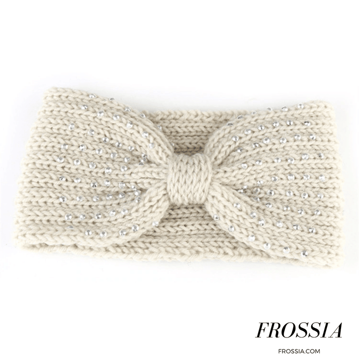 Bandeau Cheveux Blanc avec Noeud et Strass