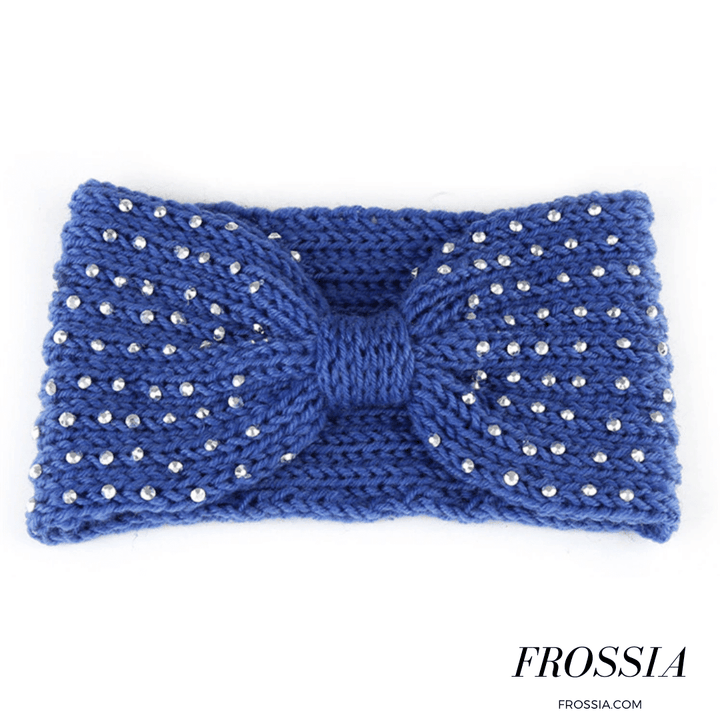 Bandeau Cheveux bleu avec Noeud et Strass