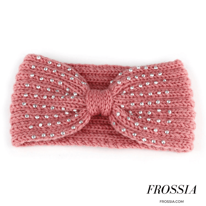 Bandeau Cheveux Rose avec Noeud et Strass | Frossia