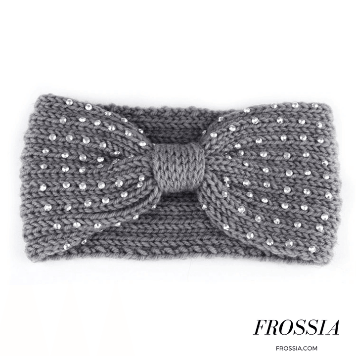 Bandeau Cheveux Gris avec Noeud et Strass | Frossia