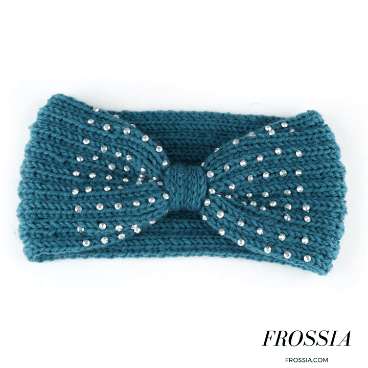 Bandeau Cheveux Bleu avec Noeud et Strass | Frossia