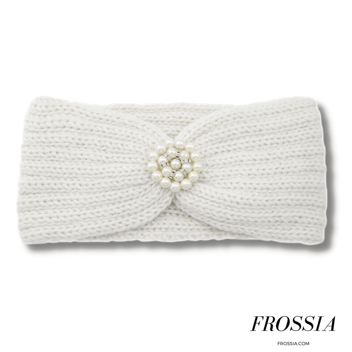 Bandeau Cheveux en Laine avec Bijoux couleur blanc | Frossia