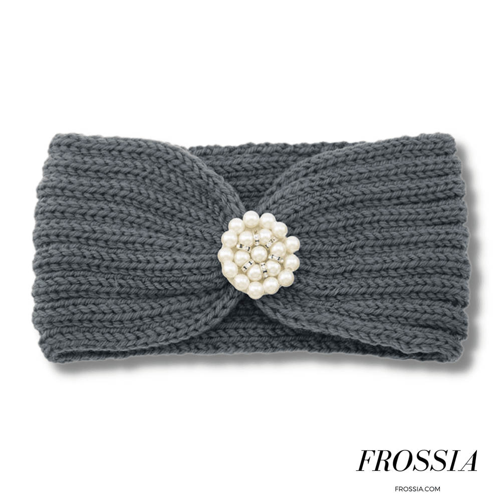 Bandeau Cheveux en Laine avec Bijoux couleur gris