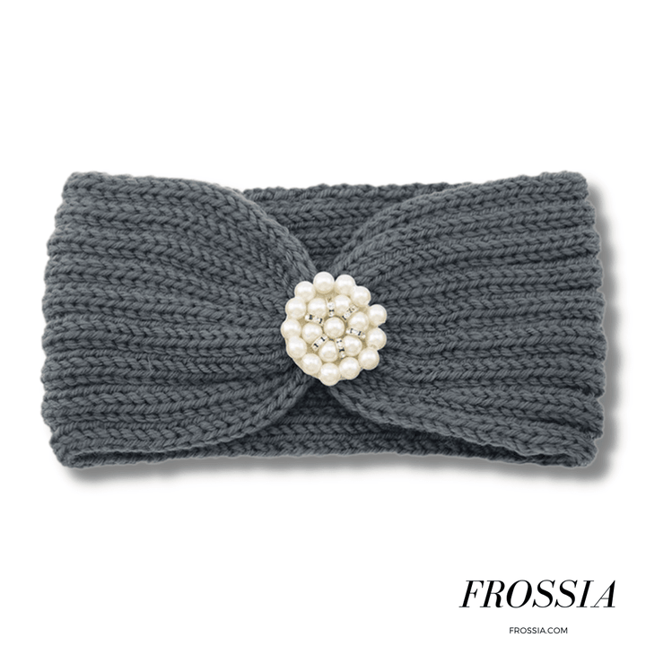 Bandeau Cheveux en Laine avec Bijoux couleur gris