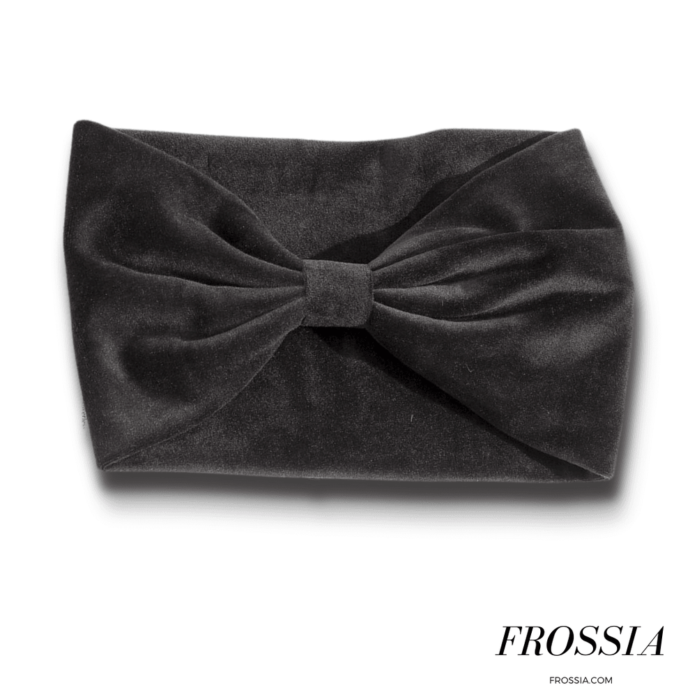 Bandeau cheveux à noeud velours gris foncé | Frossia