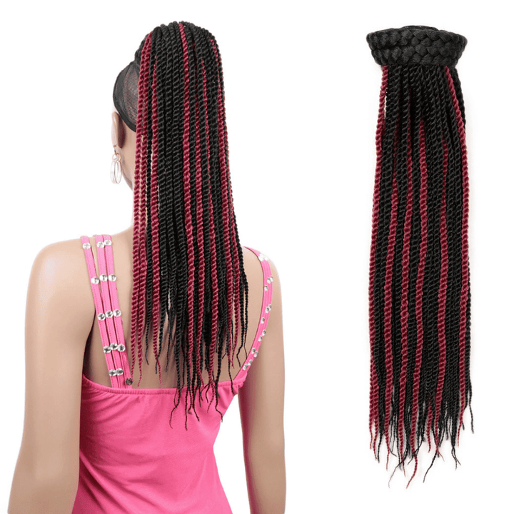 Extension Queue de Cheval Tresse Africaine noir méché rouge
