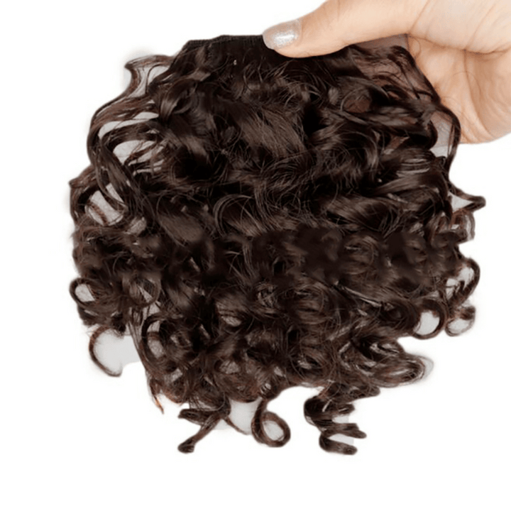 Fausse Frange Bouclée Brune | Frossia