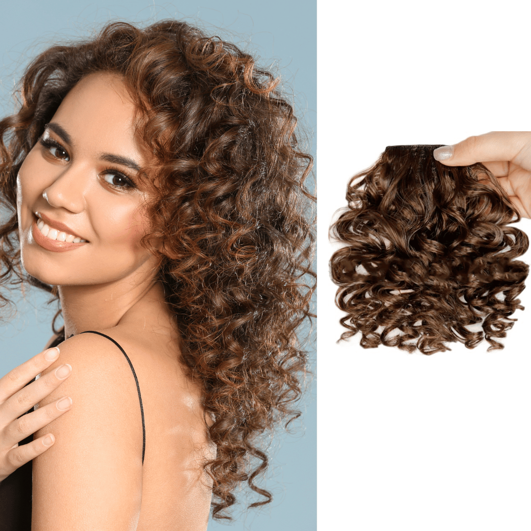 Fausse Frange Bouclée Chatain | Frossia