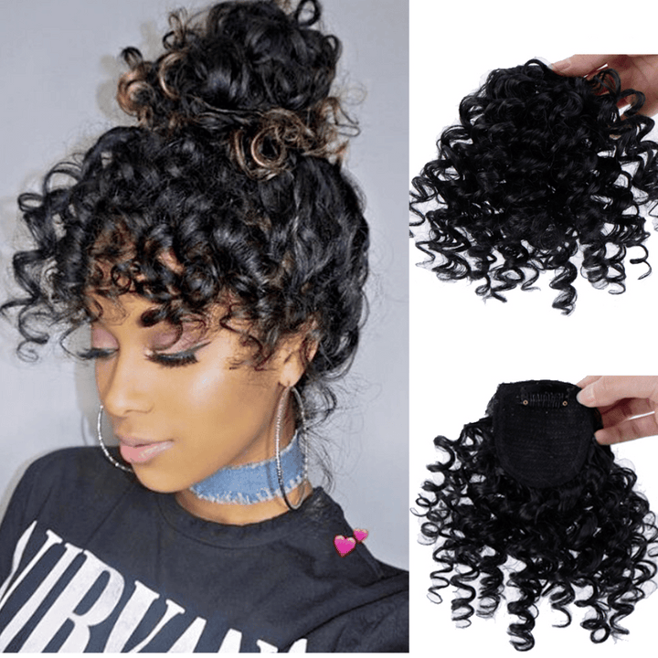 Fausse Frange Bouclée Noire | Frossia