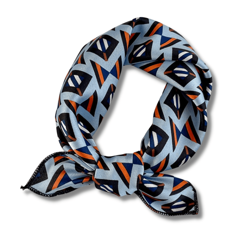 Foulard Carré Bleu Imprimé Géométrique