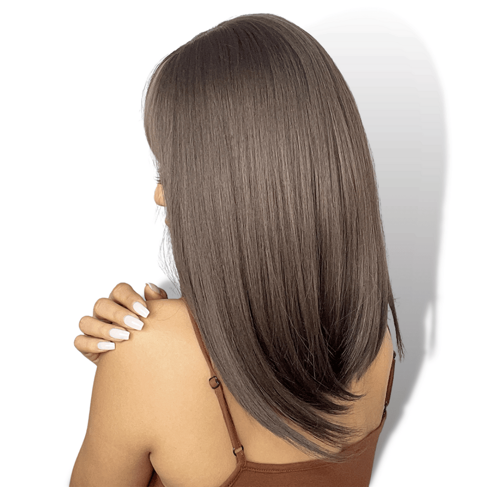 Perruque Brune mi-longue avec Frange | Frossia