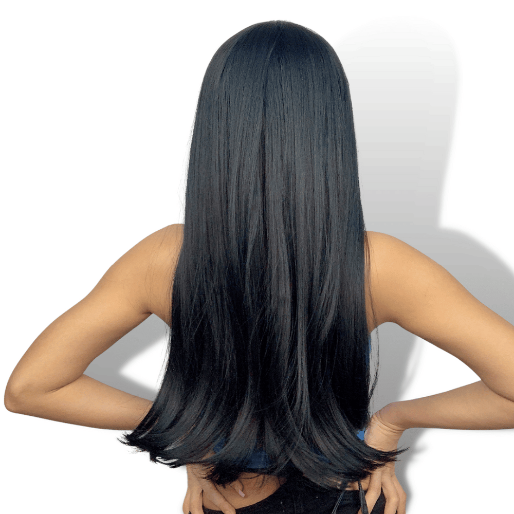 Perruque Noire Longue avec Frange | Frossia