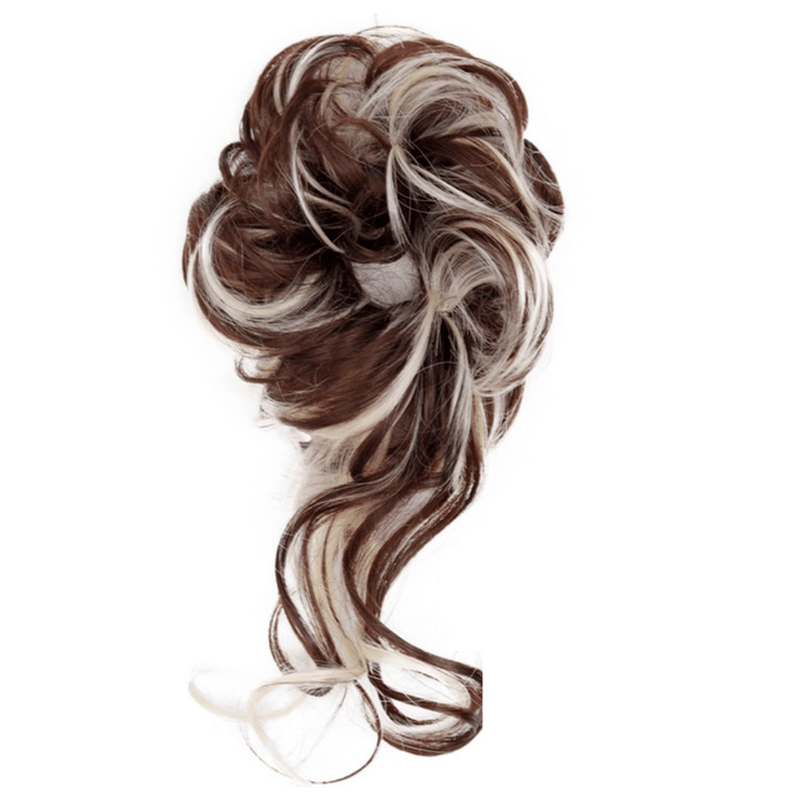 Postiche Chignon avec Boucles Tombantes Brun Méché | Frossia