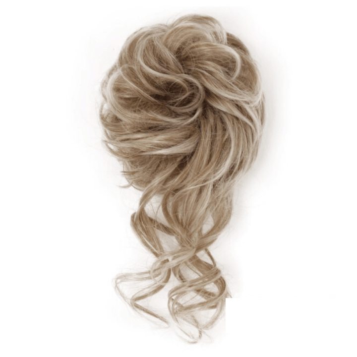 Postiche Chignon avec Boucles Tombantes Chatain Méché | Frossia