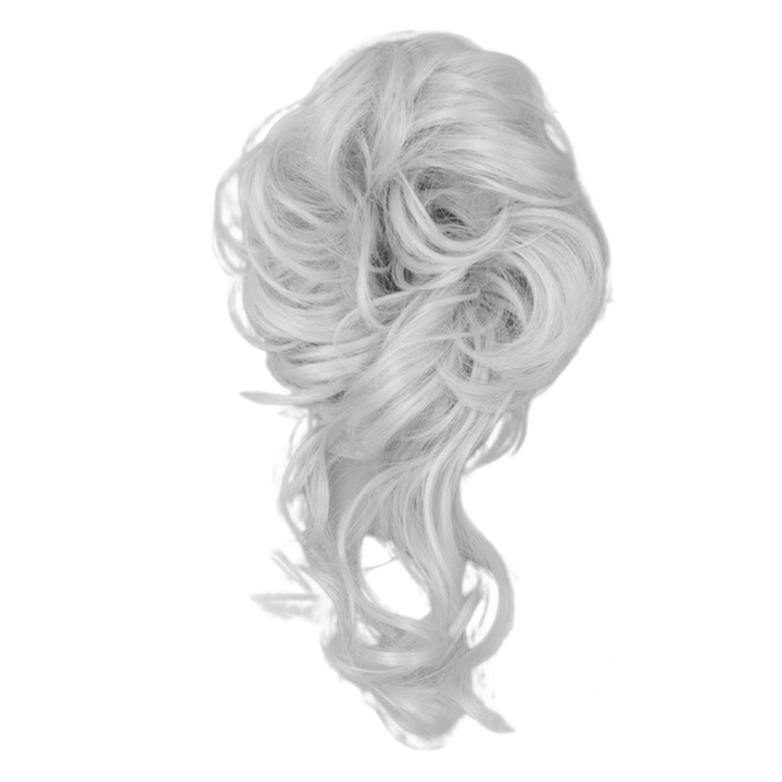 Postiche Chignon avec Boucles Tombantes Gris Clair | Frossia