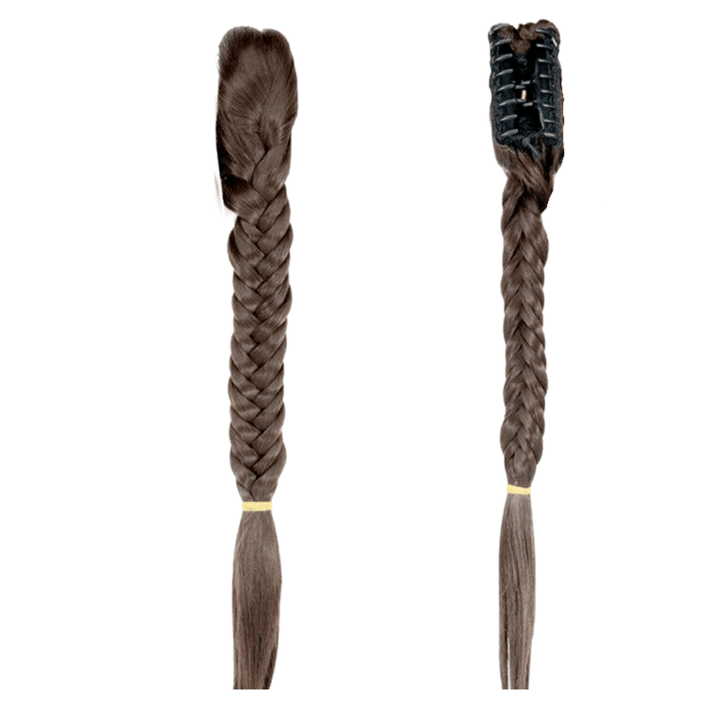 Postiche Queue de Cheval chatain Nattée avec Pince Crabe