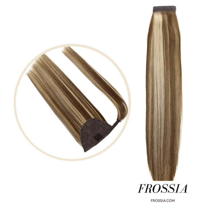 Postiche Queue de Cheval Longue Naturel Chatain Méché  | Frossia