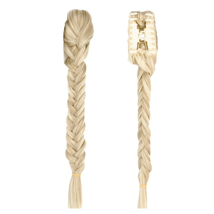 Postiche Queue de Cheval Nattée blonde méché avec Pince Crabe